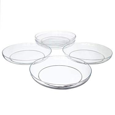 Imagem de Royal Imports Bandeja de gotejamento de planta de pires de plástico transparente de 28 cm, prato de torta baixa, prato de flores florais, casamento, festa, decoração de casa e férias, pacote com 6