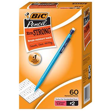 Imagem de BIC Lapiseira Xtra-Strong, 2 chumbo, sem manchas, barril colorido, ponta grossa (0,9 mm), cores sortidas, 60 unidades