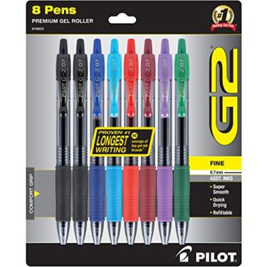 Imagem de Pilot Canetas de gel premium G2, canetas rolo de gel, ponta fina de 0,7 mm, cores sortidas, 7