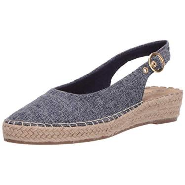 Imagem de Bella Vita Sandália anabela alpargata feminina, Tecido azul, 8 X-Wide