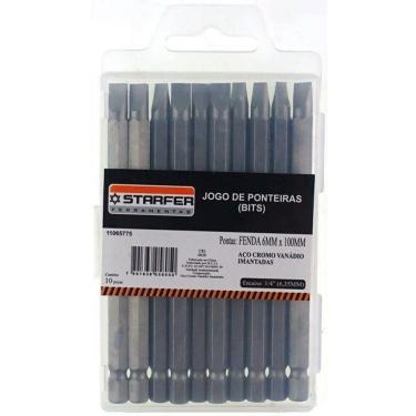 Imagem de Jogo 10 Bits Ponta Fenda 6 Para Parafusadeira 100Mm Starfer