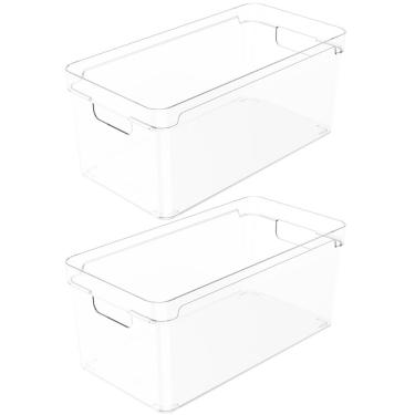 Imagem de Kit 2 Organizadores De Armário 30x15x13cm Caixas Organizadoras Empilháveis Com Alças Clear OU