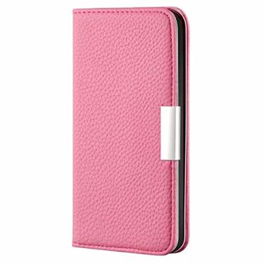 Imagem de GSYH Capa carteira para iPhone 13 Pro Max/13 Pro/13/13 Mini, capa de couro legítimo com compartimentos para cartão, fecho magnético TPU à prova de choque com suporte estilo livro flip capa, rosa, 13pro 15,1 cm