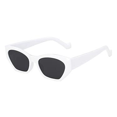 Imagem de Óculos de sol irregulares olho de gato moda feminino vintage claro cor doce óculos masculinos tendência polígono óculos de sol tons UV400, branco cinza