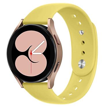 Imagem de Pulseira esportiva de 20 mm para Samsung Galaxy Watch 5 4 40 mm 44 mm/Galaxy Watch 5 Pro 45 mm, pulseira de substituição de silicone macio para Galaxy Watch 4 40 mm 42 mm 44 mm 46 mm/3 41 mm/Active 2 (amarelo)