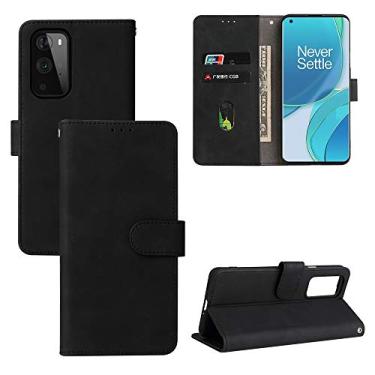 Imagem de For OnePlus 9 Pro Solid Color Skin Feel Magnetic Buckle Horizontal Flip Texture PU Leather Case with Holder & Card Slots & Wallet