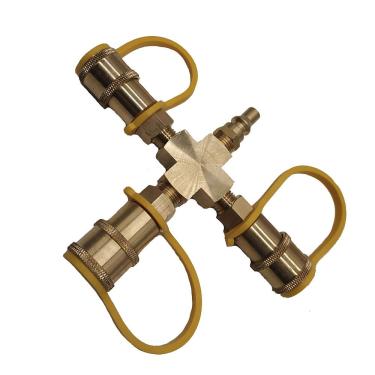 Imagem de Meter Star Divisor de 3 vias tipo 250 6,35 mm com plugue de propano de conexão rápida para trailer, conector padrão de liberação rápida de 6,35 mm da América do Norte