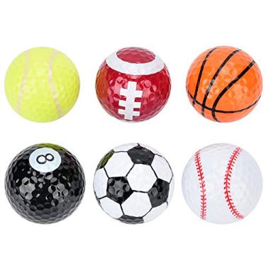 Imagem de Bolas de golfe novidade, 6 peças de beisebol/basquete/futebol/tênis/bilhar/bola de golfe padrão de rugby, bola de golfe engraçada, presente para o natal, aniversário, jogador de golfe