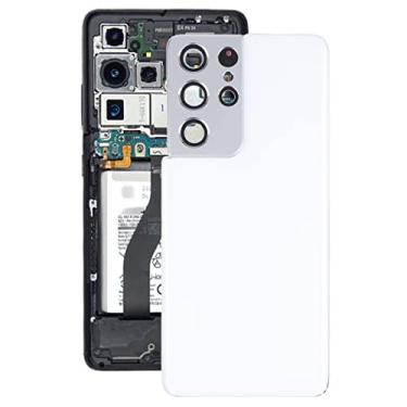Imagem de HUANGYUNCHAO Acessórios telefônicos Tampa traseira da bateria com tampa da lente da câmera para Samsung Galaxy S21 Ultra 5G Substituição do telefone celular