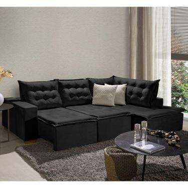 Imagem de Sofá De Canto 5 Lugares 270cm Retrátil E Reclinável Preto