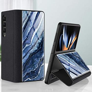 Imagem de para a caixa Samsung Galaxy Z Fold 4,Plating Glass Flip Shell Cobertura comercial com tudo incluído em couro 9H Caixa à prova de choque de vidro temperado,para Samsung Z Fold 4 5G (1)