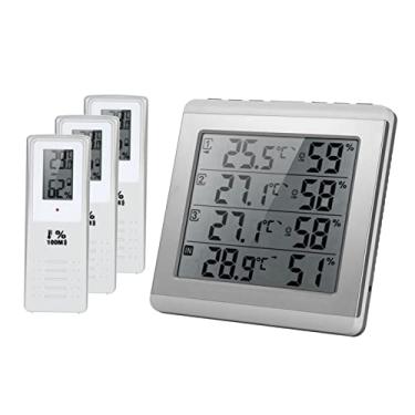 Imagem de Qudai LCD Digital Sem Fio Indoor/Outdoor Termômetro Higrômetro de Quatro Canais ℃ / ℉ Medidor de Umidade de Temperatura com 3 Transmissor Ao Ar Livre Nível de Conforto NP
