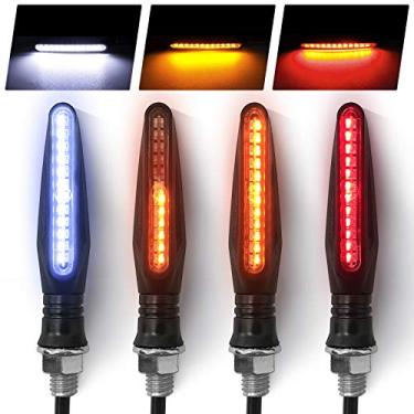 Imagem de Indicadores de motocicleta, luzes de seta fluidas, indicadores de torneamento de motocicleta, luzes de freio diurnas 12V para motocicleta (pacote com 4)