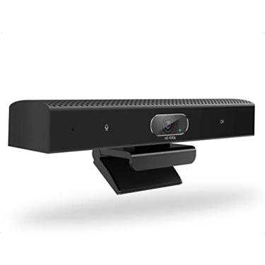 Imagem de Webcam três em um, webcam HD com microfone, alto-falante e áudio DSP, câmera USB para computador, campo de visão de 94 graus, Plug and Play, para Zoom/Skype/Teams/OBS, conferências e chamadas de vídeo