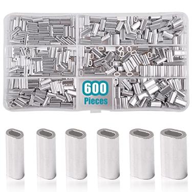 Imagem de OROOTL Kit de mangas de crimpagem de pesca – 600 peças/caixa de alumínio único sortido laço de crimpagem oval para linha de pesca, conectores de tubo de arame de 1 mm-2 mm