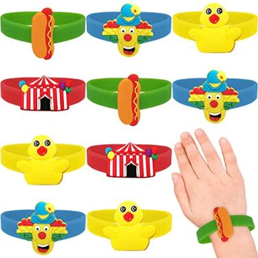 Imagem de ArtCreativity Pulseiras de borracha de carnaval para crianças, conjunto de 12, pulseiras coloridas de borracha elástica para meninos e meninas, lembrancinhas divertidas de festa de aniversário para crianças, enchimentos de sacolas de presente, prêmio de carnaval
