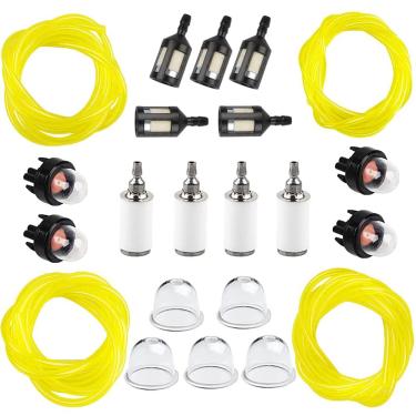 Imagem de Hettluo 4 Size 4-Feet-Long Fuel Line Gas Hose Tube for Small Engine Stihl Weedeater Craftsman Husqvarna String Trimmer Chainsaw Blower with Snap in Primer Bulb, Primer Pouland Bulb, Fuel Filter