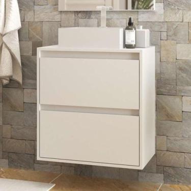 Imagem de Gabinete Para Banheiro Com Cuba 60cm Mdf Branco Dubai - On Móveis
