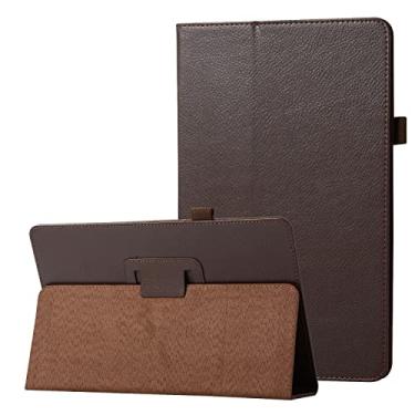 Imagem de Capa do caso da tabuleta. Texture couro tablet case para Sony Xperia Z1 Slim Foldo Foldo Protetor Folio Protetor à prova de choque de tampa traseira com suporte (Color : Brown)