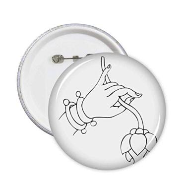 Imagem de Alfinetes de mão de alfândega padrão simples broche botão emblema decoração acessório 5 peças