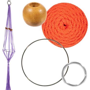 Imagem de Craft County Kits de cabide de plantas de macramé – Cordão de 4 mm – Faz cabide de planta longo de 106 cm (laranja)