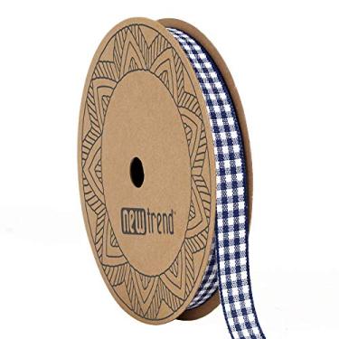 Imagem de Gingham Ribbon 25 Yard Each Roll 100% Polyester Woven Edge (1cm , Blue)