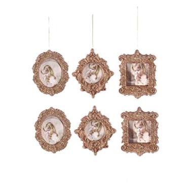 Imagem de Kit Porta Retrato Gliter Rosê Para Árvore Natal 10cm 6 Peças - Magizi