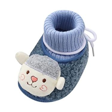 Imagem de Bebês meninas meninos sapatos quentes botas macias neve bota confortável infantil aquecimento e moda sapatos bonitos roupas infantis meninas, Azul, 3-6 Meses