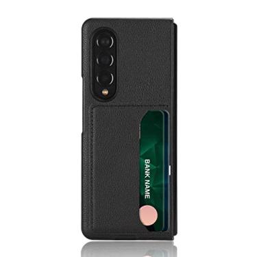 Imagem de Capa de suporte de cartão de couro ultrafina fina para Samsung Galaxy Z Fold 4 5G Fold3 Fold4 Fold 3 2 Fold2 Zfold4 Capa de telefone celular, preta, para Samsung Z Fold 4