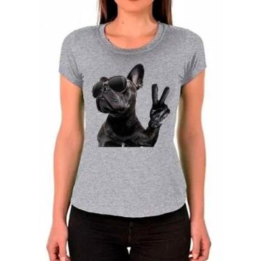 Imagem de Camiseta Buldog Francês Cachorro Pet Dog Cinza Feminina06 - Design Cam