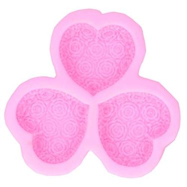 Imagem de 3 peças de moldes de silicone, em forma de coração rosa antiaderente de grau alimentício, moldes de cozimento DIY para decoração de bolo, biscoitos e doces (rosa)