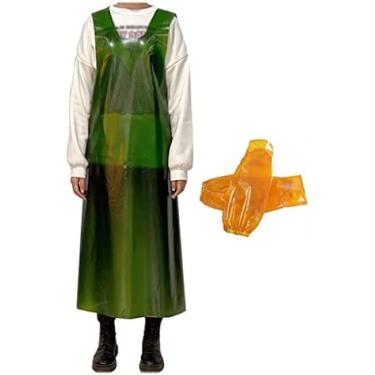 Imagem de Avental Adulto Avental Utilitário Para Mulheres E Homens Avental Industrial À Prova D'água E À Prova De Óleo Para Móveis Domésticos Avental De Cozinha Com 2 Peças De Capas De Manga,Verde,Collector