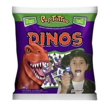 Imagem de Pirulito Pop Tattoo Dinossauros Pinta Língua C/50 unids - 400g - Boavistense