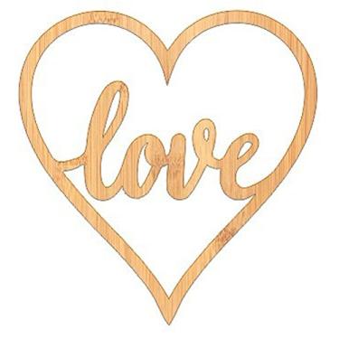 Imagem de Placa de madeira com escrita de coração – Arte com placa de madeira, madeira, placa de amor, placa de corte a laser, decoração de casamento de madeira, amor cursivo, coração de amor