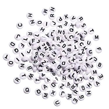Imagem de NUOBESTY Pulseira de letras, letras, letras, alfabeto, contas redondas de acrílico, para pulseiras, colares, joias, artesanato, 600 peças de contas coloridas