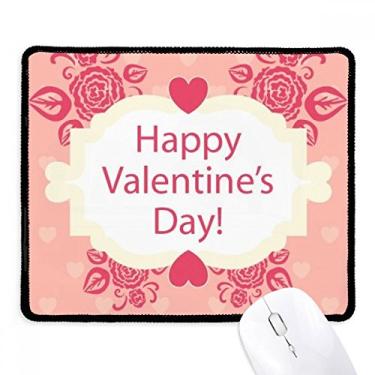 Imagem de Mousepad rosa e branco Happy Valentine's Day Mousepad borda costurada tapete de borracha para jogos