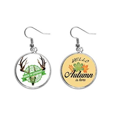 Imagem de Brinco de folha de outono feito com chifre de osso da Alemanha Art Deco, presente moderno