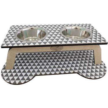 Imagem de Comedouro Bahamas Geo Cinza para Cães e Gatos - Tam. G