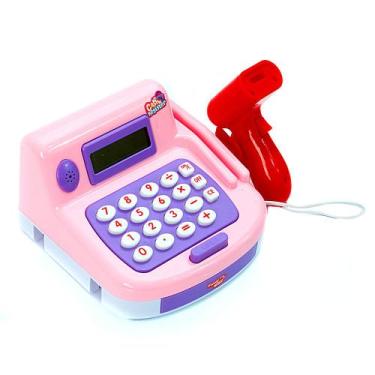 Imagem de Caixa Registradora Para Meninas Rosa Com Dinheiro E Calculad - Bbr Toy