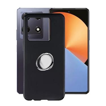 Imagem de HGJTF Capa de telefone para Infinix Note 30 VIP (6,67 polegadas), com rotação de 360 graus, suporte de anel de dedo de silicone preto à prova de choque X antiarranhões, capa macia de TPU para Infinix