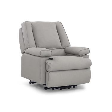 Imagem de Poltrona Giratória Reclinável Automática Herval Florence, Veludo Gelo, 157 cm