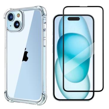 Imagem de Kit Capa Capinha Para iPhone 15 Normal Tela de 6.1 Case Air Anti Impacto Transparente + Pel�cula De Vidro Temperado 3d Full Cover (Transparente + Vidro 3d)