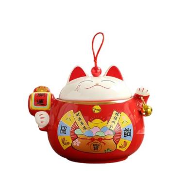 Imagem de Arroz Gato Chá Cerâmico Selado Frasco de Chá Doméstico Pu'er Viagem Portátil Armazenamento Itens Jarra Caixa de Presente - Grande Vermelho