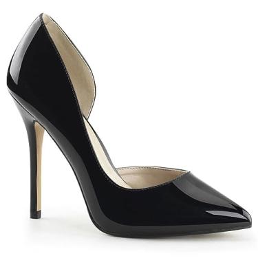 Imagem de PROMI Sapatos de salto alto damasco 13 cm bico fino feminino cem boca rasa sapatos único-preto||44