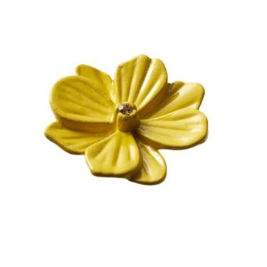 Imagem de Puxadores de armário retrô em formato de flor, puxadores e puxadores de porta de armário de cozinha para móveis, amarelo