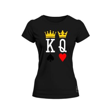 Imagem de Baby Look T-Shirt Algodão Premium Estampada Rei Rainha Preto XG