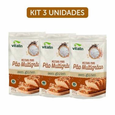 Imagem de Kit 3X: Mistura Para Pão Multigrãos Sem Glúten Vitalin 300G