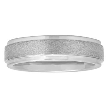 Imagem de Steel Nation Jewelry Pulseiras masculinas contemporâneas de carboneto de tântalo de 6 mm - escolha de designs com bordas de degrau, Metal, Sem pedra preciosa