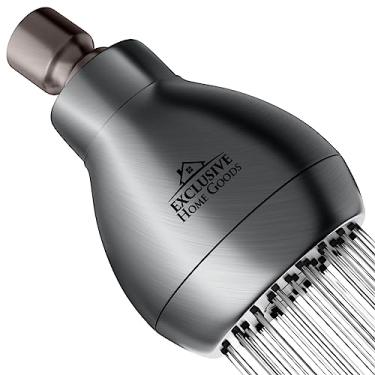 Imagem de Chuveiro de alta pressão – Chuveiro de banheiro luxuoso potente com fluxo de spray forte e pequenos bocais de silicone – Ajuste universal funciona com chuveiros de fluxo de água alto e baixo carvão fosco – 1,8 GPM