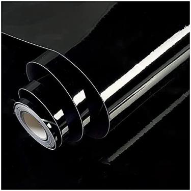 Imagem de tiltil Papel de Parede Preto Brilhante com Purpurina, Autoadesivo Removível, 40 cm x 197 cm, à Prova d'Água, para Armário, Bancada, Móveis, Cozinha, Vinil